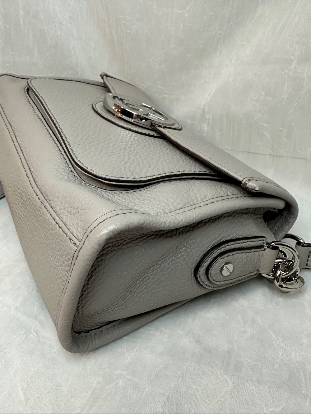 Michael Kors Pebbled Leather Crossbody Bag in Taupe Gray - Picture 10 of 10